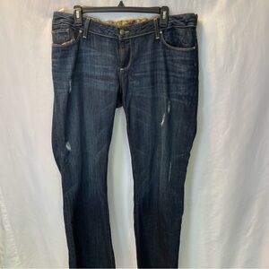 PAIGE Maternity Jimmy Jimmy Distressed Straight Jeans Size 34 Adjustable Waist